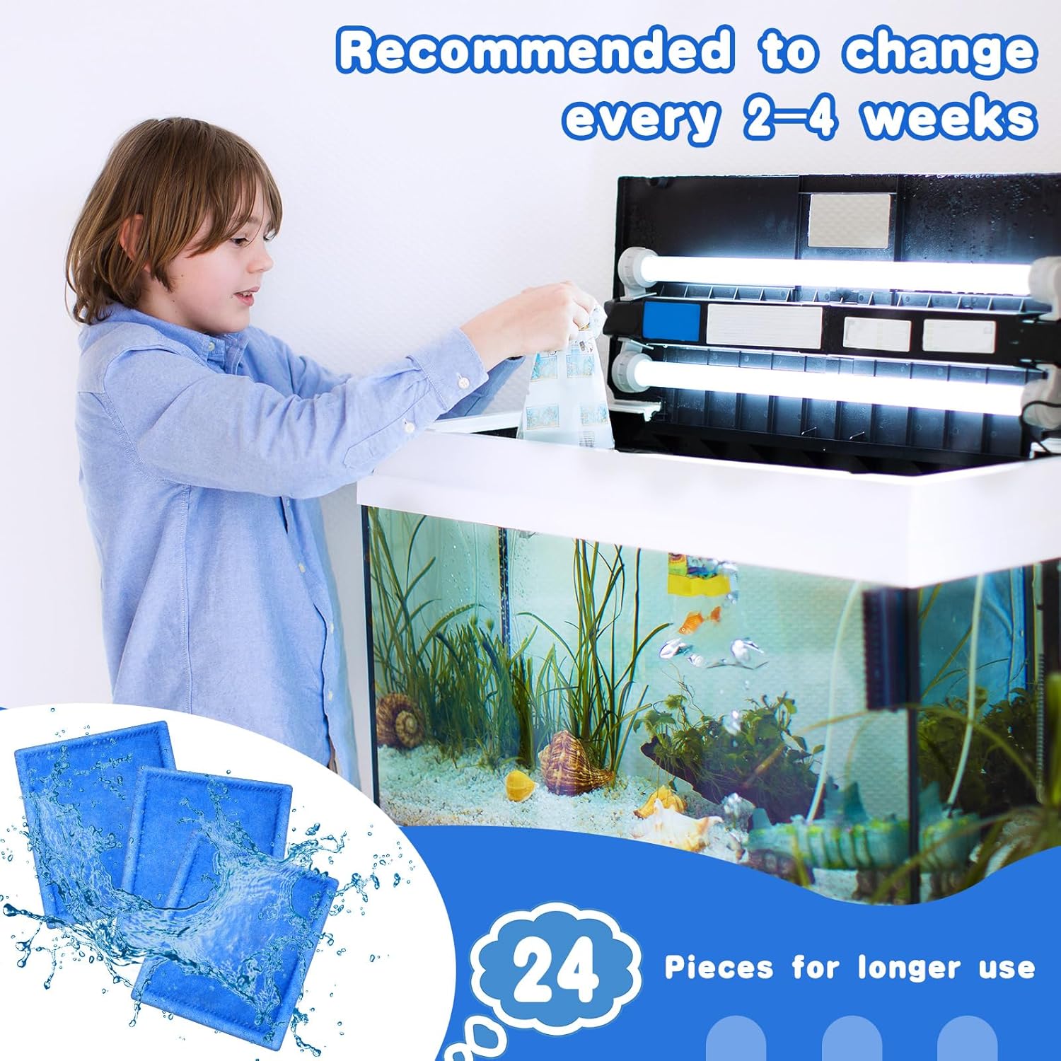 Preboun 16 Pcs Aquarium Filter Cartridge Compatible with AquaTech EZ Change #3 Fish Tank Filter Cartridge Compatible with AquaTech 30-60/20-40 Gallon Fish Tank Power Replacement
