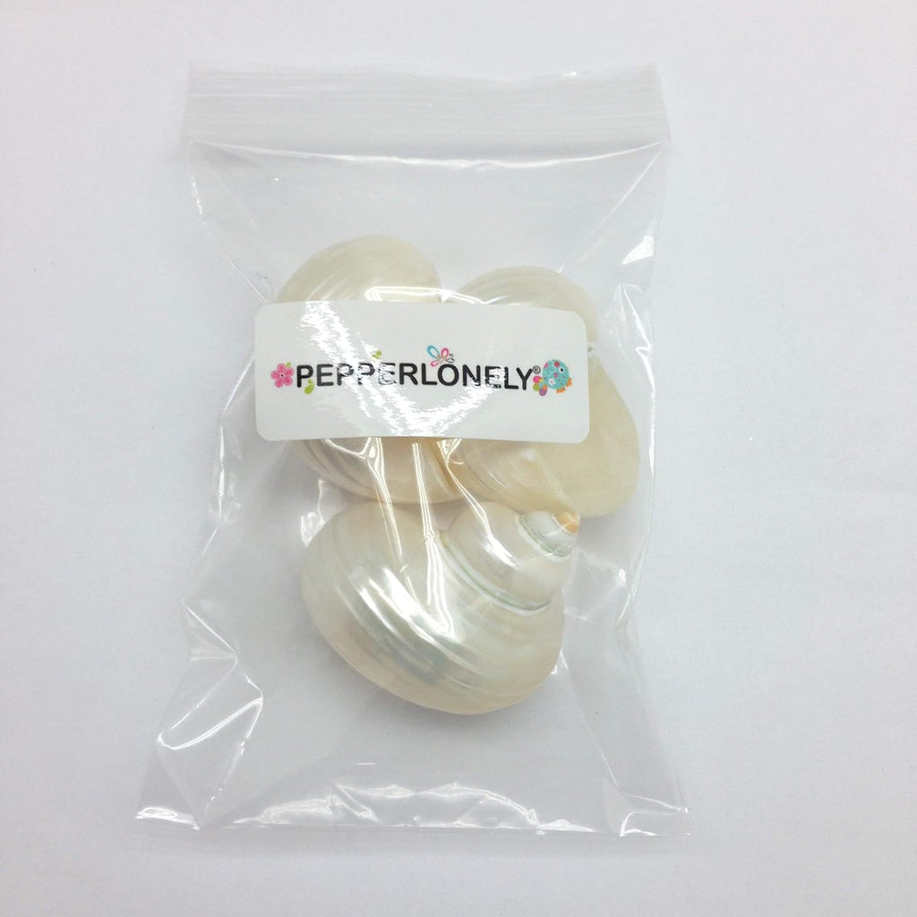 PEPPERLONELY 3 PC Natural Large Pearlized Silver Mouth Turbo, Hermit Crab Shells, 2 Inch ~ 2-3/4 Inch …