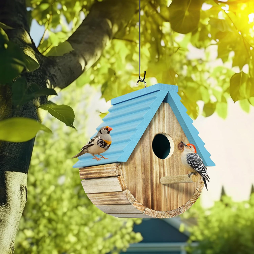 Bird House, Auslar Wooden Bird Houses for Outside, Birdhouse for Outdoors, Hanging Bluebird House for Cardinals Finch Wren Swallow for Garden Viewing