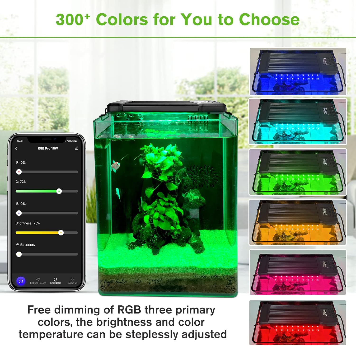 hygger 35W Smart Aquarium Light, Bluetooth LED Light with App Control, Full Spectrum Fish Tank Light with 24/7 Lighting Cycle, 5 Modes, Adjustable Timer, for 24"-30" Freshwater Planted Tank