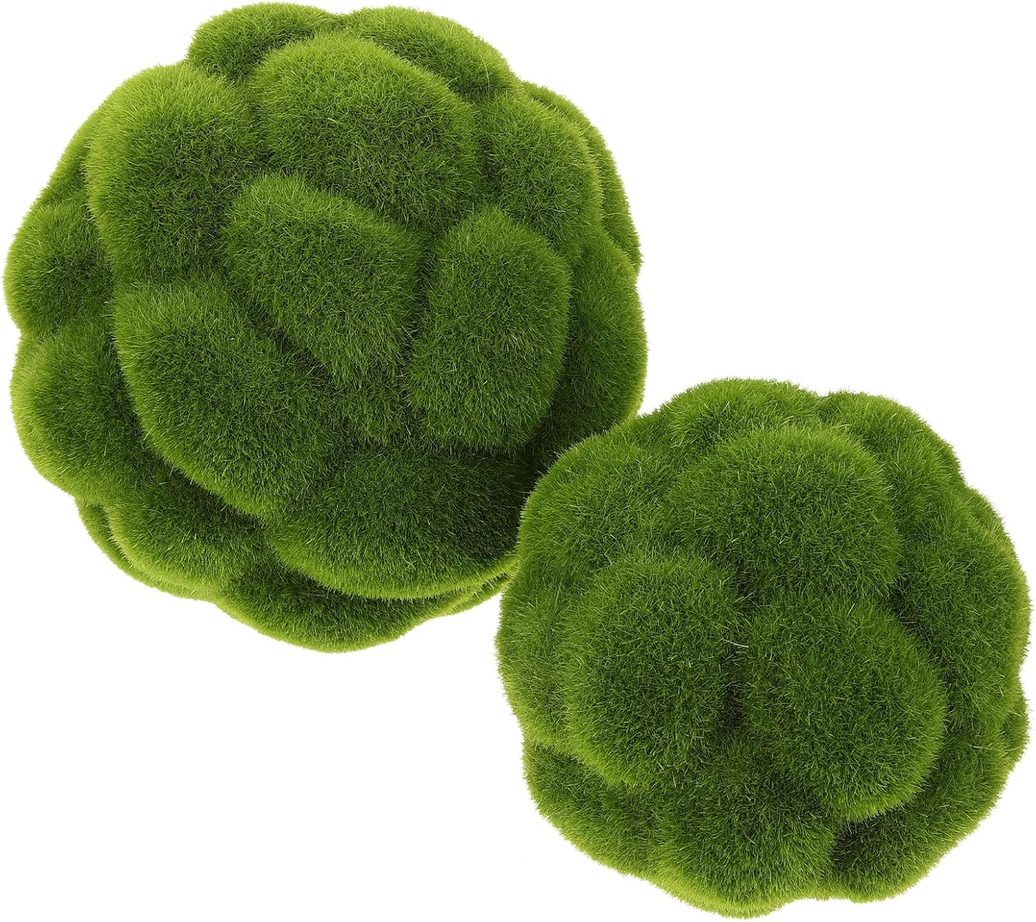 2pcs Fake Moss Balls,Artificial Green Moss Balls Simulated Plant Moss Decor for Fairy Gardens Floral Arrangements Craft