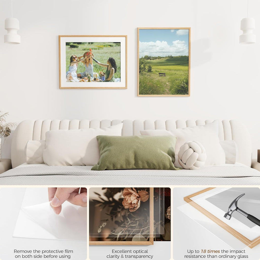 Fun Memories 20x26 Oak Picture Frame for Wall, 20x26 Frame with Matted to 16x22, Solid Wood Picture Frames for Wall Art Photo and Prints (Natural, 1 Pack)
