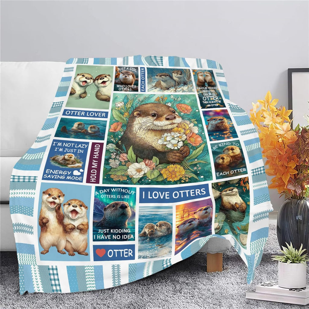 Otter Throw Blanket Otter Stuff Gifts for Kids Girls Boys Adults Women Men Soft Cozy Warm Plush Fluffy Fuzzy Fleece Blanket Decor 40''X50''