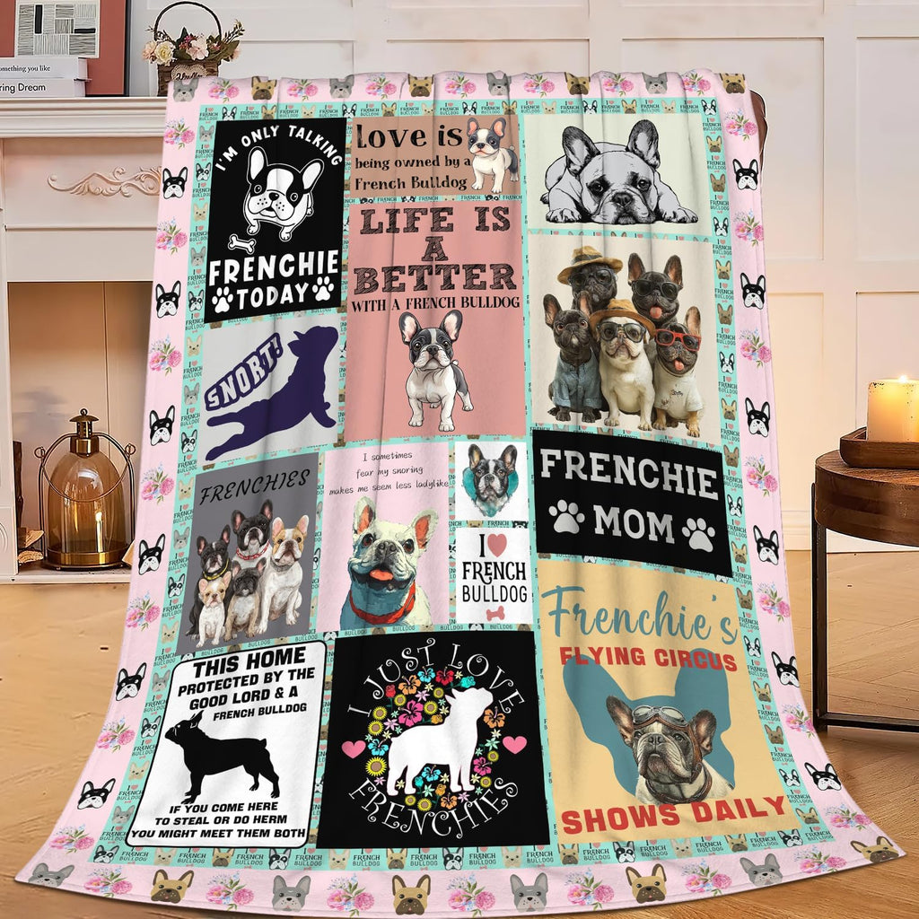 Boston Terrier Throw Blanket French Bulldog Frenchie Puppy Stuff Gifts for Dog Lover Kids Girls Boys Adults Women Men Soft Cozy Warm Plush Fluffy Fuzzy Fleece Blanket Decor 50''X60''
