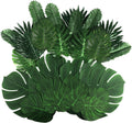 112Pieces 7 Kinds Artificial Palm Leaves Tropical Leaves with Stems Jungle Leaves Decorations for Hawaiian Luau Party Beach Baby Shower Wedding Birthday