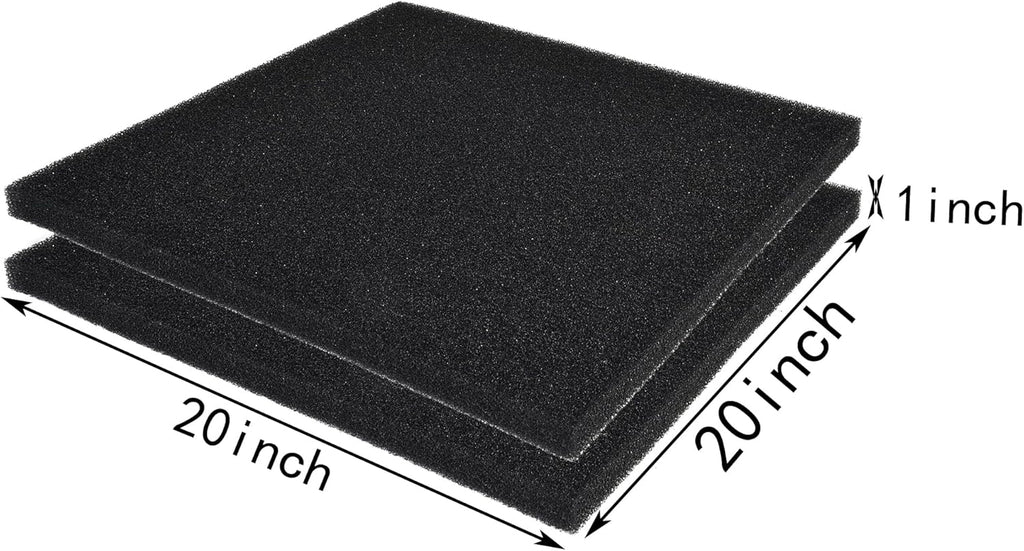 Hipanda 2 Pack Aquarium Bio Filter Sponge Pad 20"x20"x1",30PPI, Bio Filter Media Foam Pad Sponges, Cut-to-Size Open Cell Foam Sheet for Fish Tank