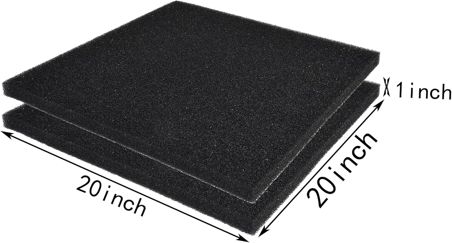 Hipanda 2 Pack Aquarium Bio Filter Sponge Pad 20"x20"x1",30PPI, Bio Filter Media Foam Pad Sponges, Cut-to-Size Open Cell Foam Sheet for Fish Tank