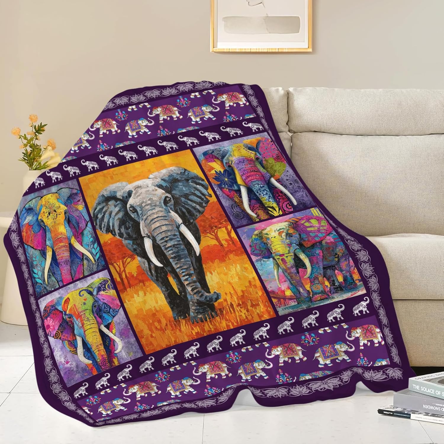 Elephant Throw Blanket Elephant Stuff Gifts for Kids Girls Boys Adults Women Men Soft Cozy Warm Plush Fluffy Fuzzy Fleece Blanket Decor 40''X50''