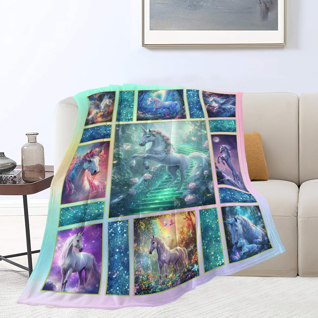Unicorn Blanket Unicorn Throw Blanket Flannel Stuff Merch Cozy Decor Fleece Plush Fuzzy Warm Soft Lightweight Bedding Gifts for Lover Girls Women Men Boy Couch Sofa 60"X50"