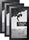 KTKDE 14x24 Studio Gallery-3 pack, 24x14 Poster Black Frame Wooden, Vertical & Horizontal Wall Hanging Picture Frame for Photos, Posters & Art Prints