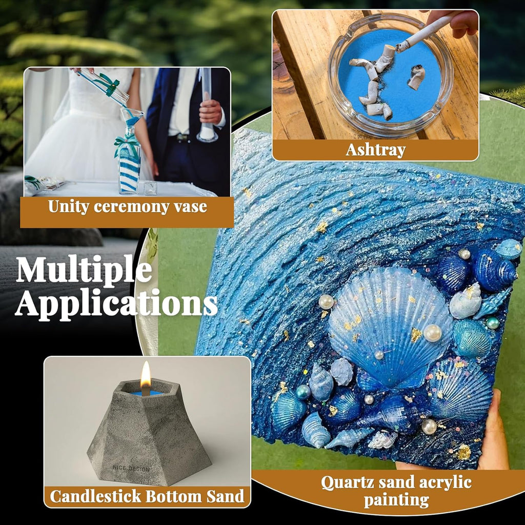 RAINFLOW 15 OZ Fine Blue Sand for Crafts - Colored Quartz Zen Garden Sand Decorative for Vases Filler, Wedding Unity Ceremony, Incense Burner, Ritual Incense