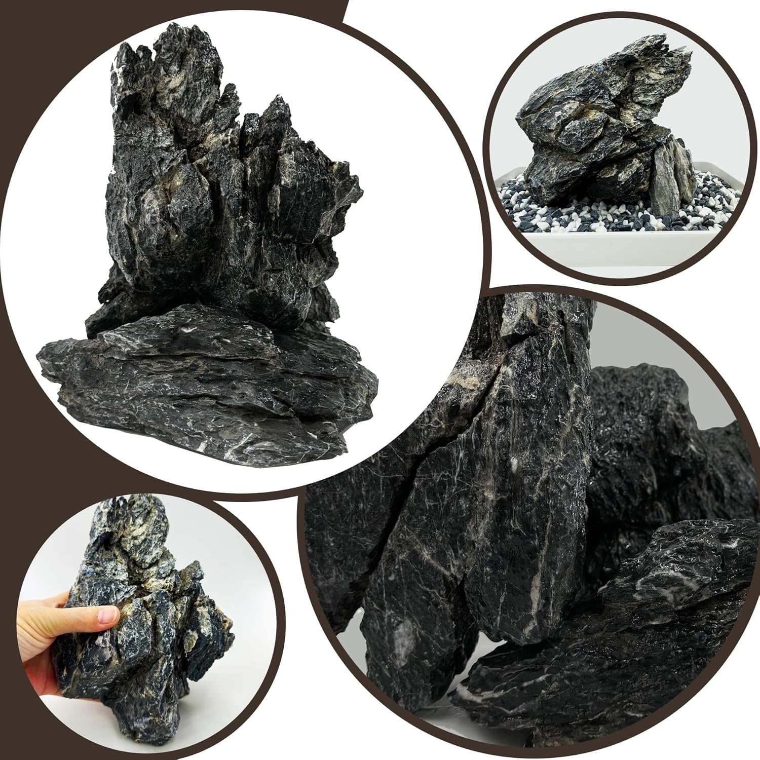 7/12 Pounds Natural Stream Slab Stones,Dragon-Rock Stone,Seiryu Stones Perfect for Aquariums,Fish Tanks,Terrariums,Landscaping Model,Reptile Rest Rock (Seiryu Stones, 7 LB)