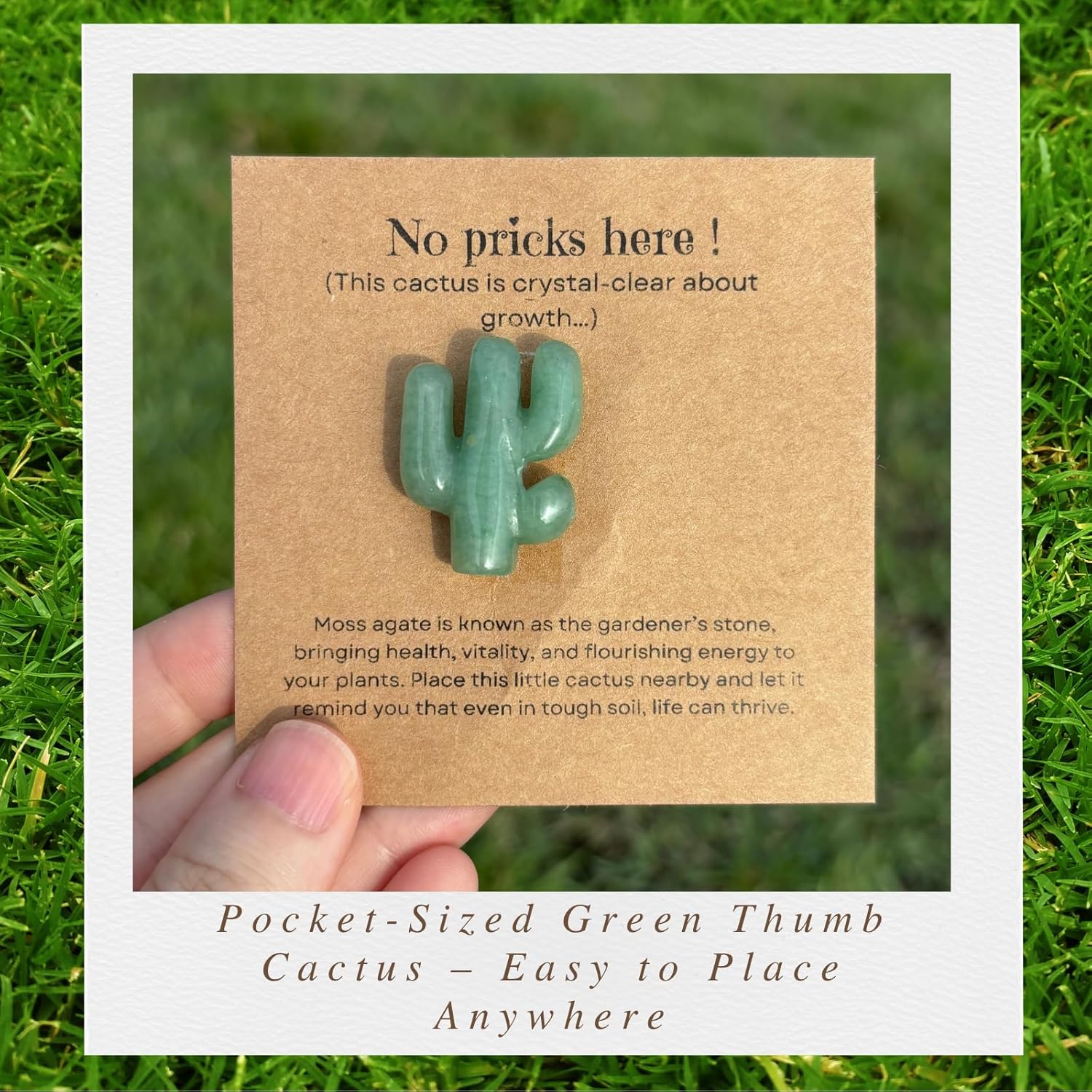 Mini Moss Agate Cactus–Unique Funny Plant Lover Birthday Gifts for Women/Sister/Mom,Gardening Gardener Succulent Lovers Crazy Plants Lady Cute Stocking Stuffers Gift Ideas
