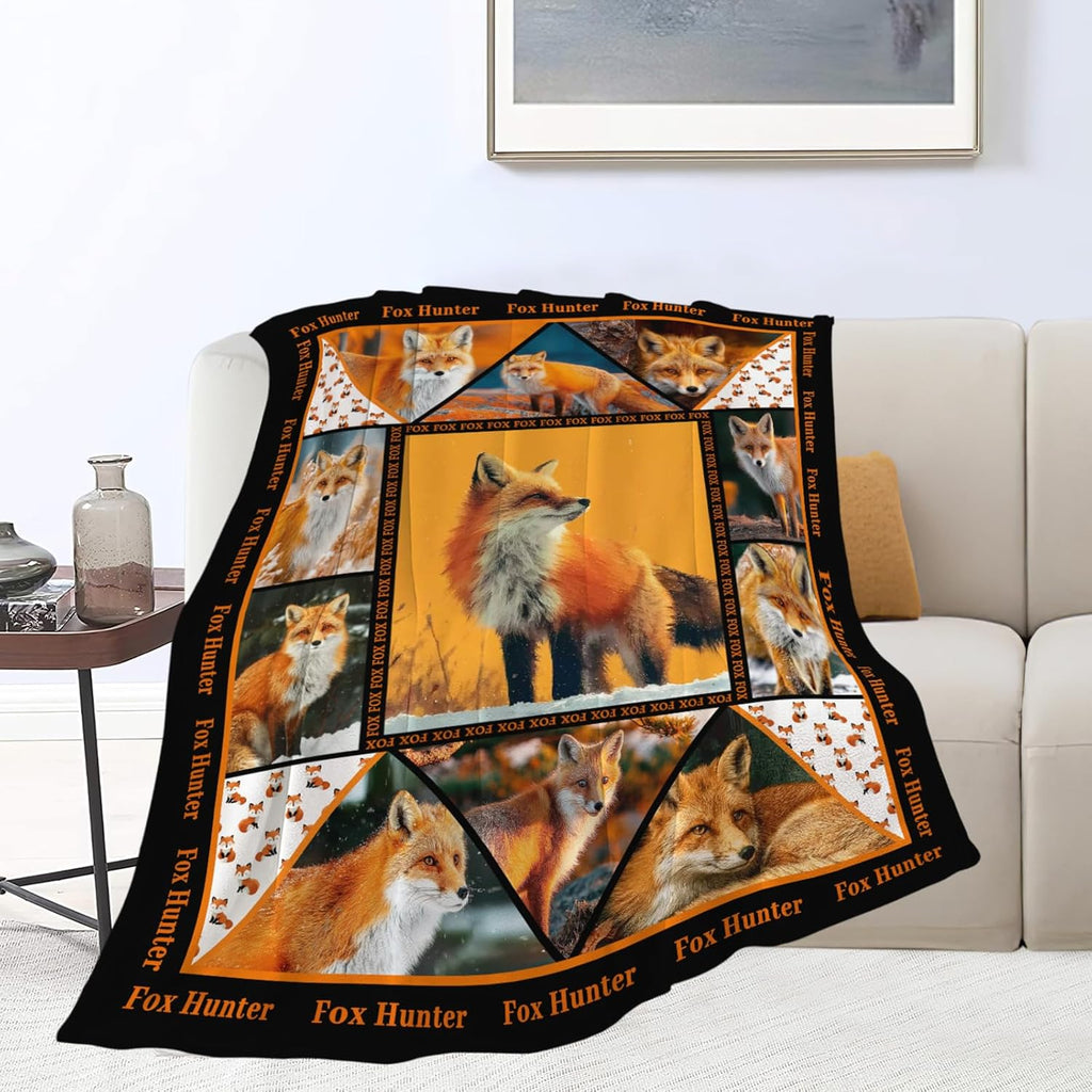 Fox Throw Blanket Orange Fox Stuff Gifts for Kids Girls Boys Adults Women Men Soft Cozy Warm Plush Fluffy Fuzzy Fleece Blanket Decor 40''X50''
