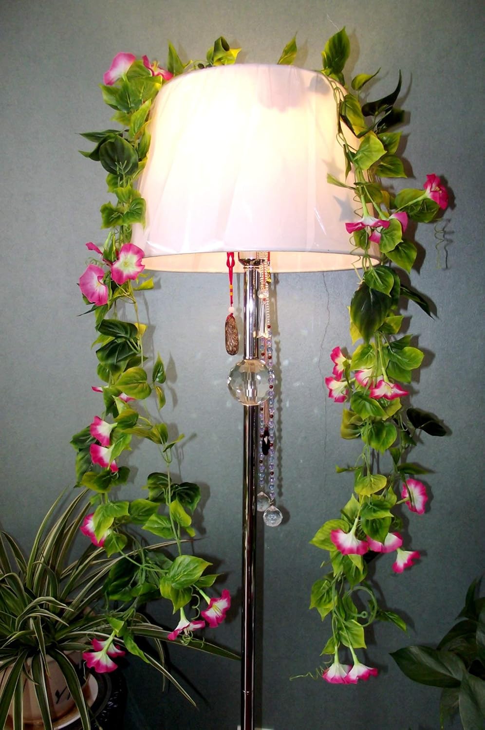 AirSun Artificial Morning Glory Flower Vines, 2pcs 15Feet Hanging Plants Silk Garland Fake Green Plant Home Garden Wall Fence Indoor Outdoor Wedding Birthday Decor