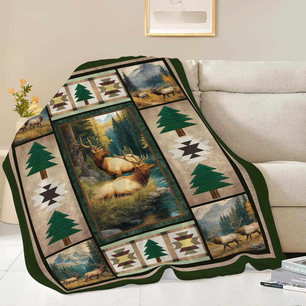 Deer Throw Blanket Deer Elk Stuff Gifts for Kids Girls Boys Adults Women Men Soft Cozy Warm Plush Fluffy Fuzzy Fleece Blanket Decor 40''X50''