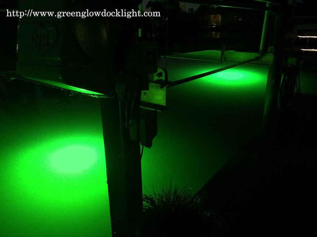 Barnacle Burning Lamps & Saltwater Approved 14,000 Lumens Each, Brilliant Green Double Lamp Underwater Fish Lights, with 50' Cords (28,000 Total Lumens)