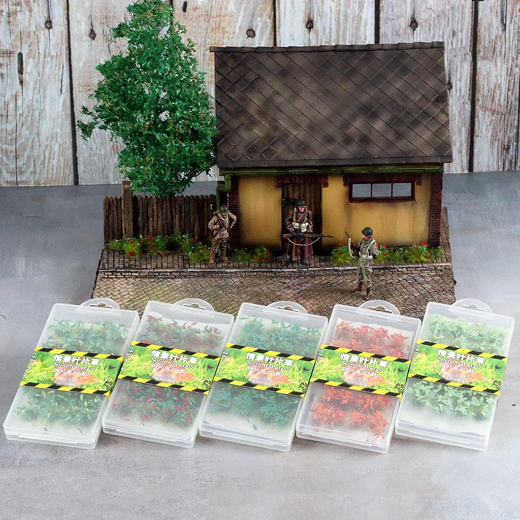 Woohome 48 PCS Static Grass Tuft 2 Color Model Grass Tufts Railway Artificial Grass, Bushy Tufts Miniature Flower Cluster Vegetation Groups for DIY Train Landscape Railroad Scenery