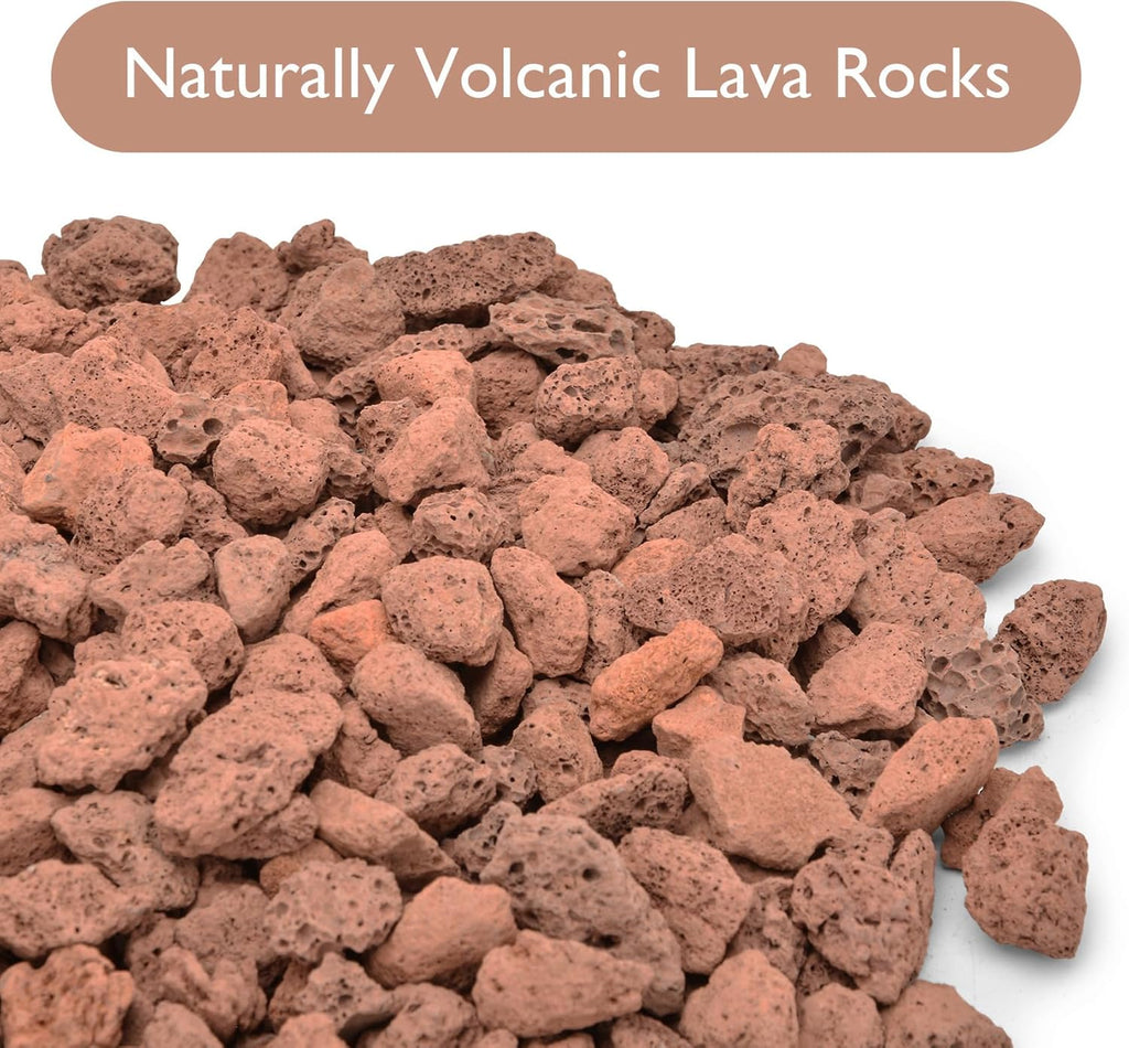 Skyflame 3/8" - 3/4" Red Natural Stones Lava Rock Granules for Gas Fire Pits, Fireplaces, Gas Log Sets, BBQ Grills, Garden Landscaping Decorations,Cultivation of Potted Plants, 10LB