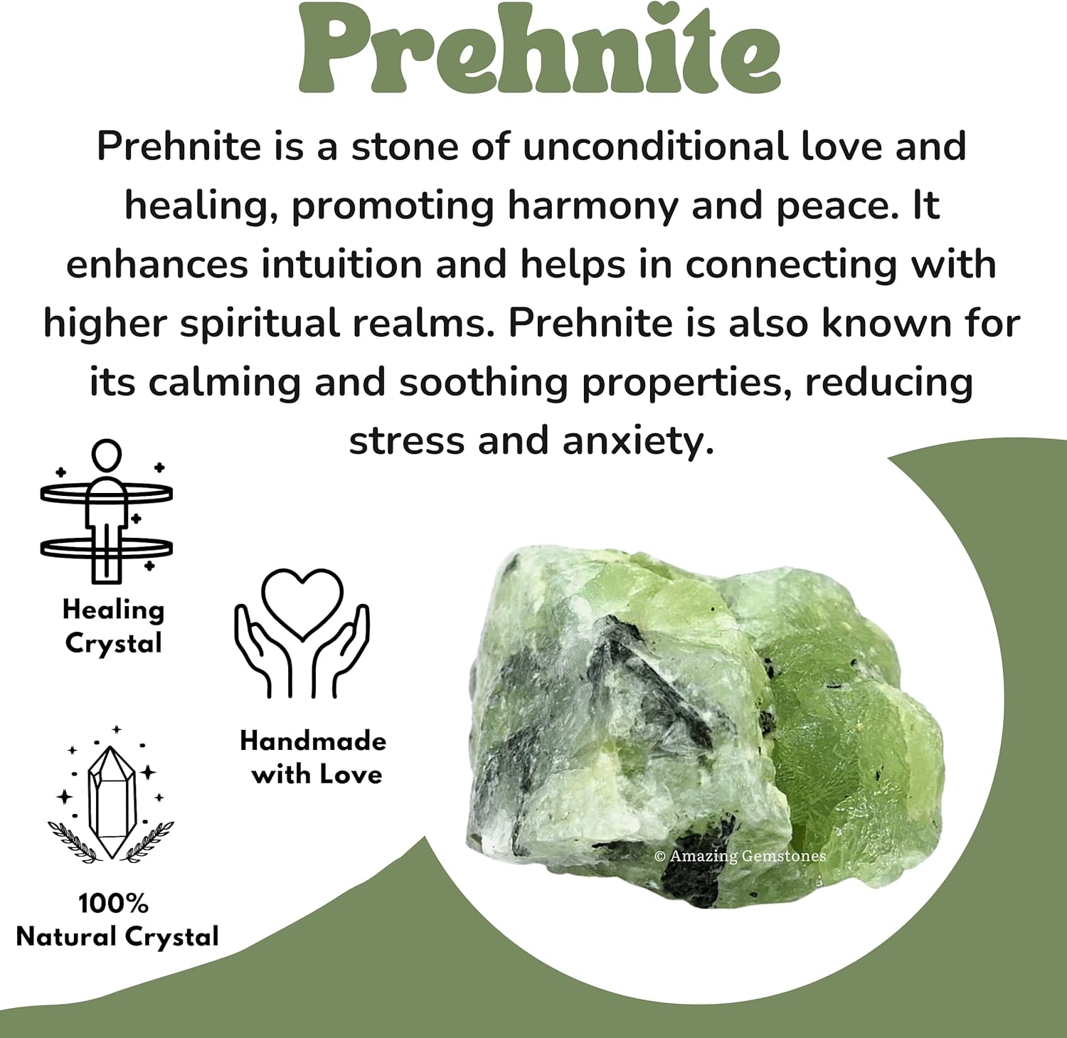 Amazing Gemstone 2 Pieces Prehnite Raw Crystals and Healing Stones, Natural Rocks for Tumbling and DIY Raw Stones and Crystals