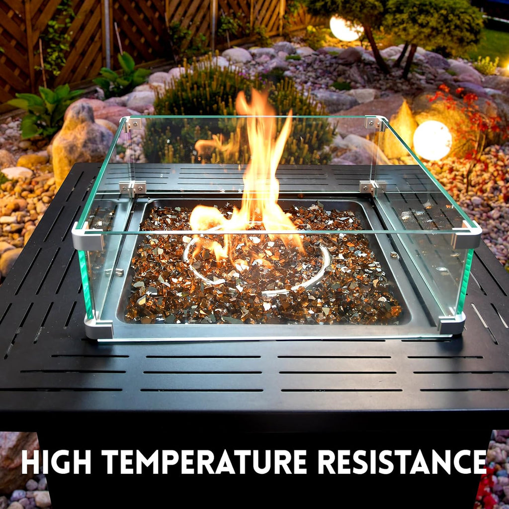 GasSaf 1/4 Inch Fire Glass Reflective Tempered Fireglass Cut Crushed FireGlass for Fire Pit, Fireplace, Replaces Existing Gas Logs & Lava Rocks (20 Pound)(Amber Reflective)