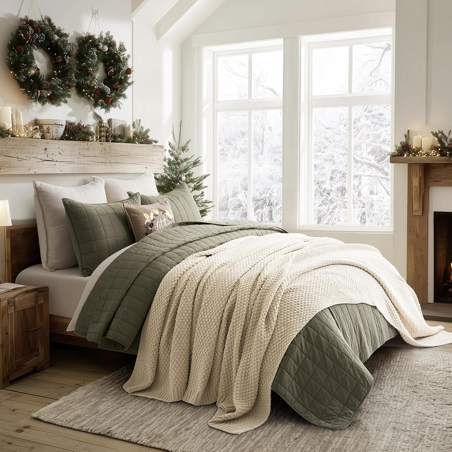 EVERGRACEHOME Chunky Chenille Knit Throw Blanket for Couch, Soft Luxurious Oversized King Moss Stitch Blanket for Bed, Large Cozy Farmhouse Knitted Throw for Sofa, Beige, 92" x 108"