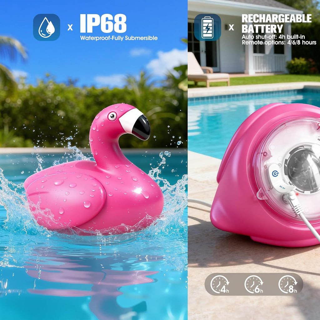 Floating Pool Lights,Upgraded Flamingo Pool Lights that Float,Rechargeable LED Floating Lights for Inground Above Ground Pools,IP68 Waterproof Pool Lighting with Remote,Lights for Hot Tub,Party,1 PACK