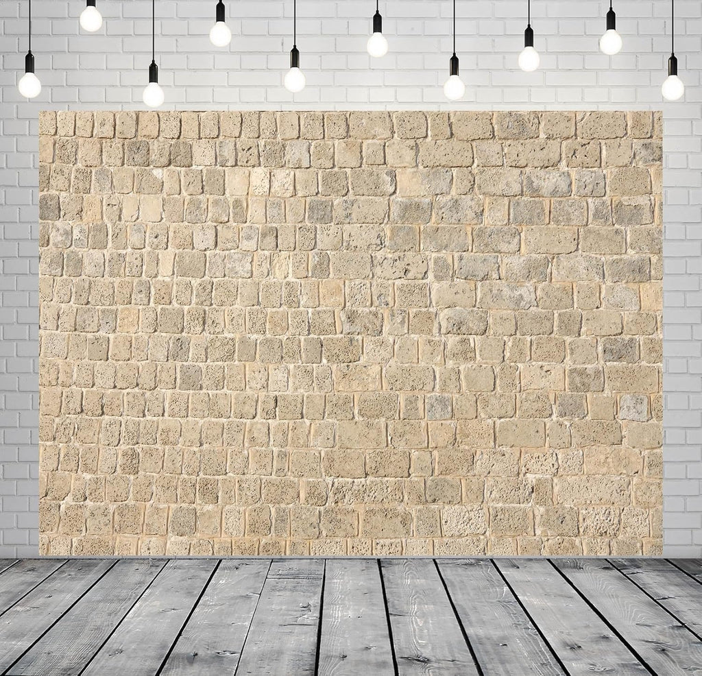 BELECO 15x8ft Fabric Vintage Brick Stone Wall Backdrop Textured Brick Rock Stone Wall Photography Background Medieval Castle Stone Wall for Party Decorations Studio Booth Photo Props