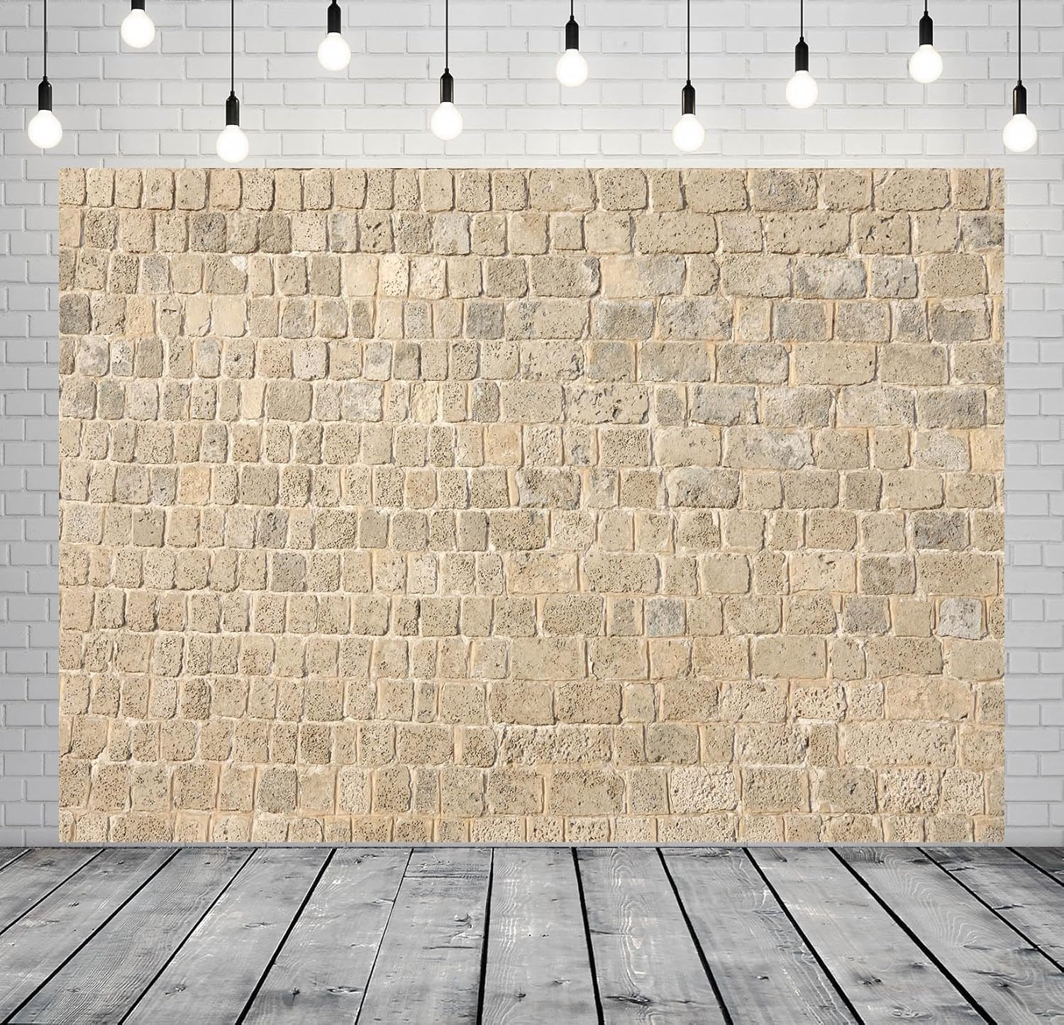 BELECO 10x6.5ft Fabric Vintage Brick Stone Wall Backdrop Textured Brick Rock Stone Wall Photography Background Medieval Castle Stone Wall for Party Decorations Studio Booth Photo Props