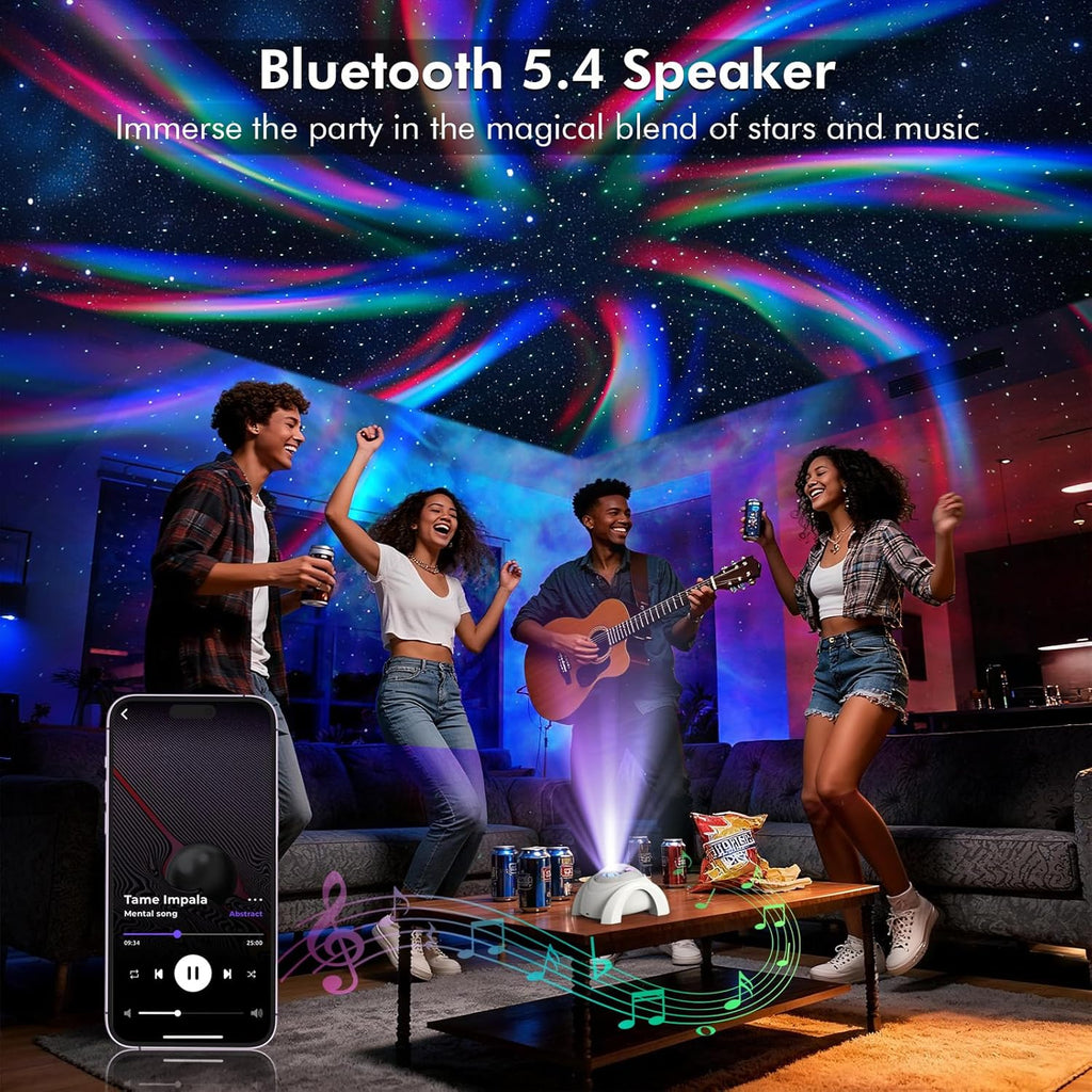 Rossetta Dual Galaxy Projector, Star Projector for Bedroom with Bluetooth Speaker & White Noise, Remote, Timer, Night Light for Kids Room Decor, Party, Birthday & Christmas Gifts for Adults Girls Boys