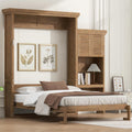 Merax Queen Size Murphy Bed with Multiple Storage Shelves,Wall Bed with Louvered Style Decoration,Wood