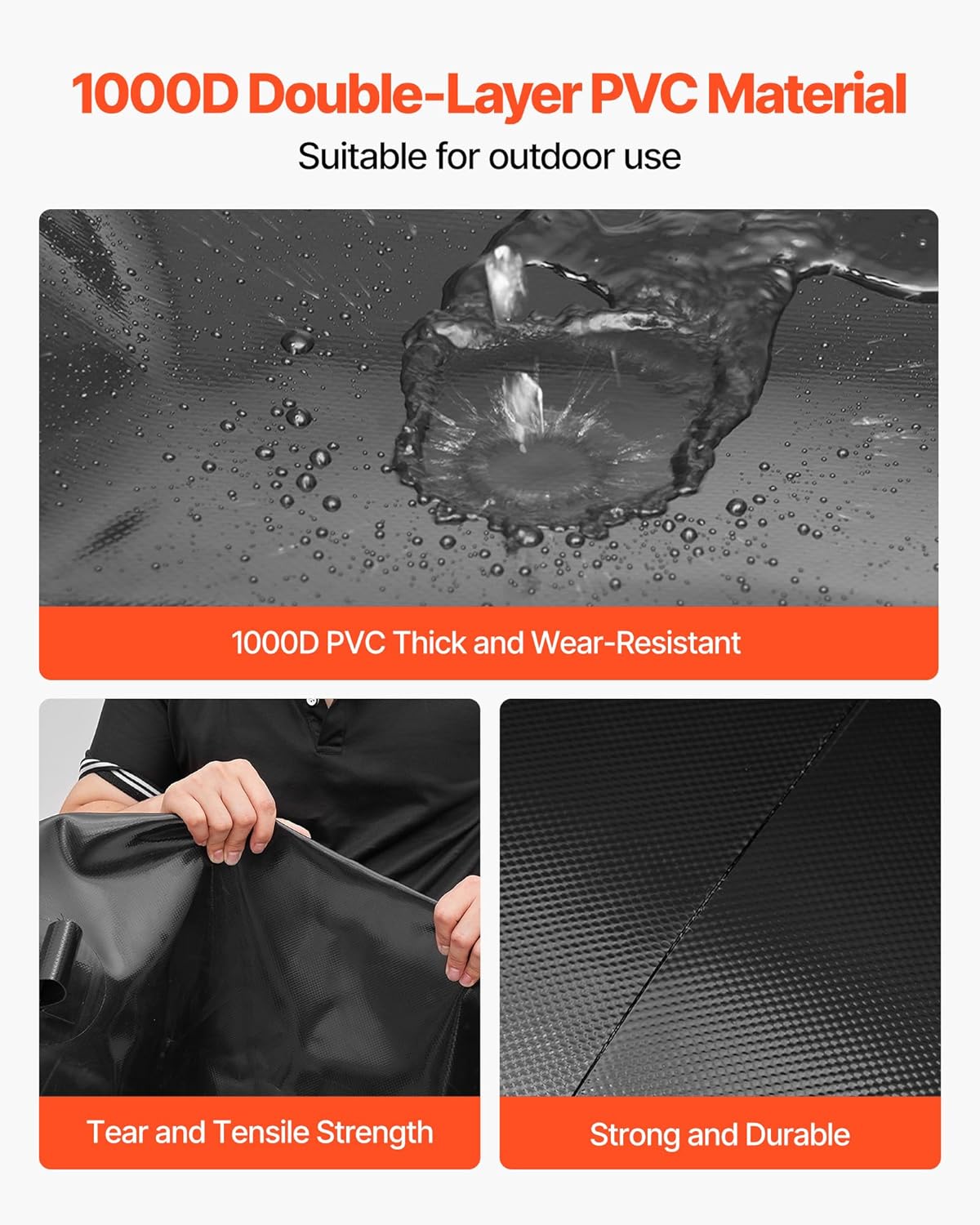 VEVOR Water Storage Bladder, 29.85 Gallon (113L) Water Storage Container Tank, 1000D PVC Thickened Soft Bag Bladder, Collapsible Portable for Garden Irrigation, Camping, RVs, Emergency Use - Black