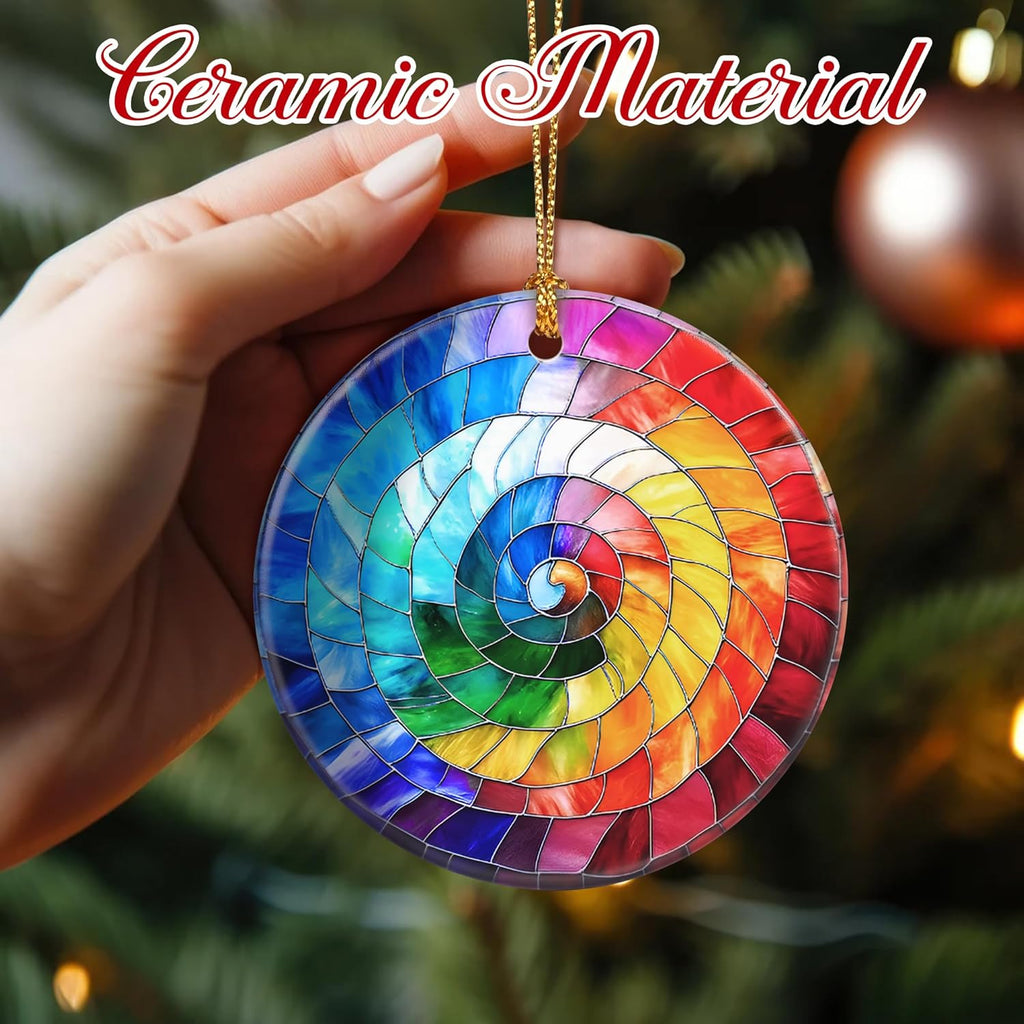 Christmas Ornaments, 2.8 Inch Ceramic Hanging Ornament, Christmas Tree Ornaments, Xmas Decorations, Holiday Decorations, Holiday Party Gifts, and Xmas Gift Ideas - Rainbow Spiral