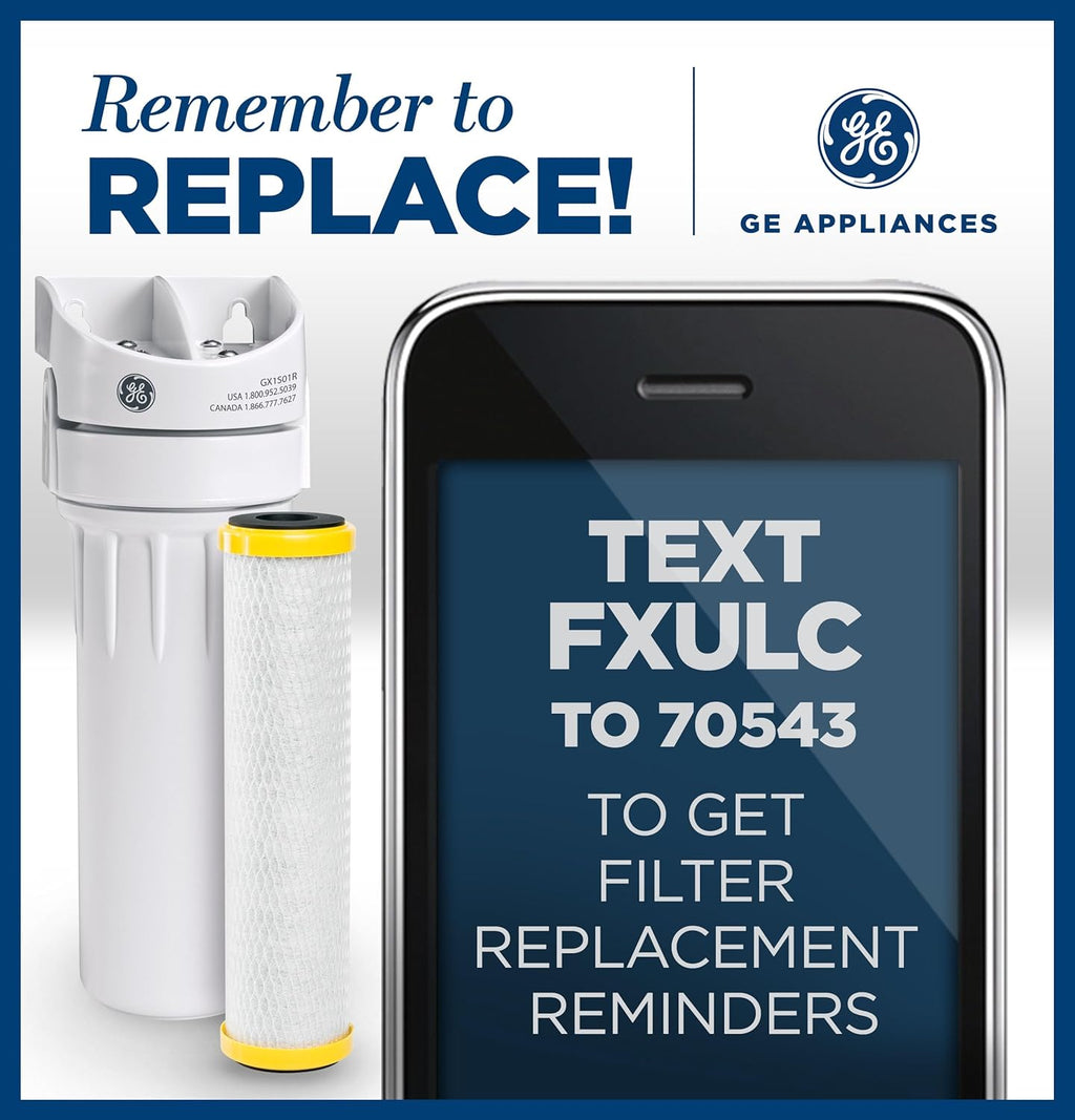 GE Advanced Single Stage Drinking Water System Replacement Filter, Fits GX1S01R Under Sink Filtration System, Replace Every 6 Months, FXULC