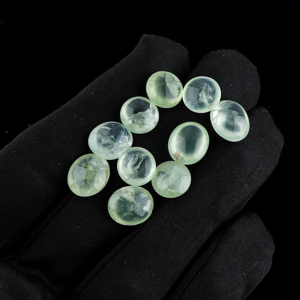 CRYSTALIS AA+ 10pcs Natural Prehnite, Loose Gemstone, Wholesale Bulk Cabochons, Jewelry Making Supply, Chakra Healing Polished Stones, Wire Wrapping, DIY, Gem Collection