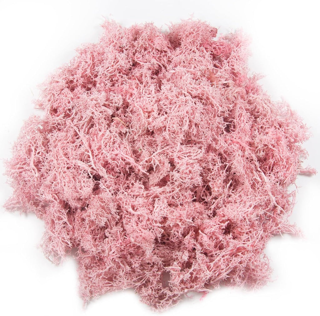 3.5 oz Artificial Moss for Plants Indoor, Fake Moss Preserved Reindeer Moss for Centerpieces Decor,Faux Moss for Moss Decor Home Decor Potted Plants Crafts Wedding Wall Decor(Pink)
