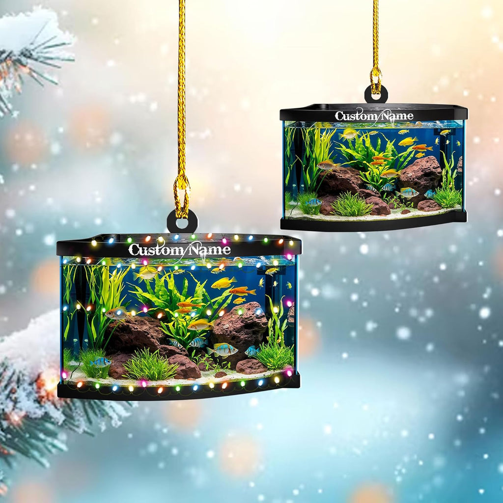 Personalized Aquarium Christmas Ornament, Fish Christmas Ornament, Gift for Fish Lover, Custom Aquarium Christmas Tree Keepsake, Kids First Gift Ideas, Pet Kids Ornament (AFT6)