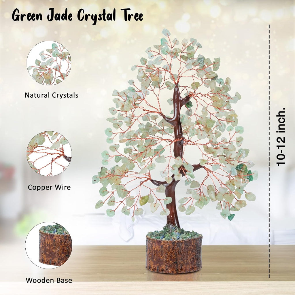 Green Jade Crystals Tree of Life Decor for Healing Crystals Spiritual Gift Sage Green Office & Room Decor House Warming Gifts New Home Decor Feng Shui Birthday Gifts for Women & Men