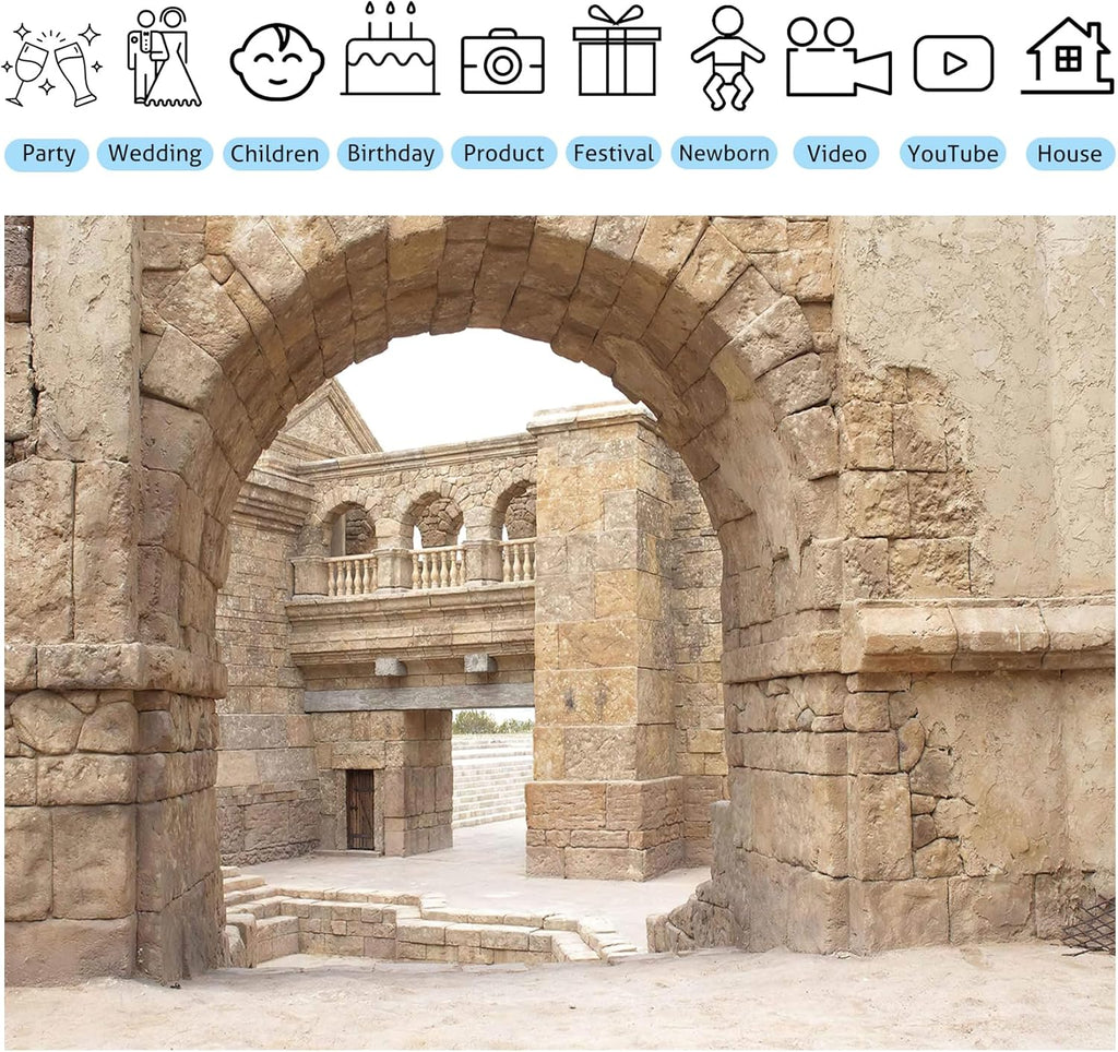 Ancient Jerusalem Buildings Backdrop Old City Israel Holy City Background Roman Church Photography Backdrop Photo Booth Studio Props, 7X5FT