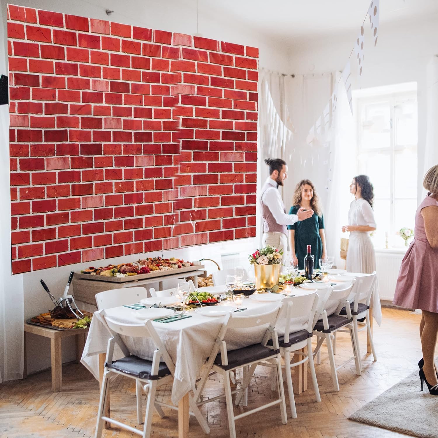 JOYIN Christmas Brick Wall Backdrop 4FT by 30FT Birthday Party Accessory Wall Decorations