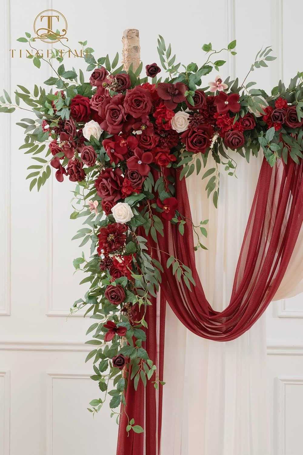 TINGE TIME Artificial Arch Flowers Kit Pack of 5, Wedding Decorations for Reception with Hanging Flowers, Wedding Arch Silk Floral Arrangements Ceremony Backdrop Bridal Shower Outdoor Party Decor