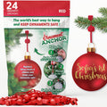 ORNAMENT ANCHOR Ornament Hooks for Hanging Christmas Decorations - No-Slip Hanging Hooks for Xmas - Heavy Duty Christmas Tree Ornaments Hanger Hooks for Small & Large Ornaments (Red, 24 Count)