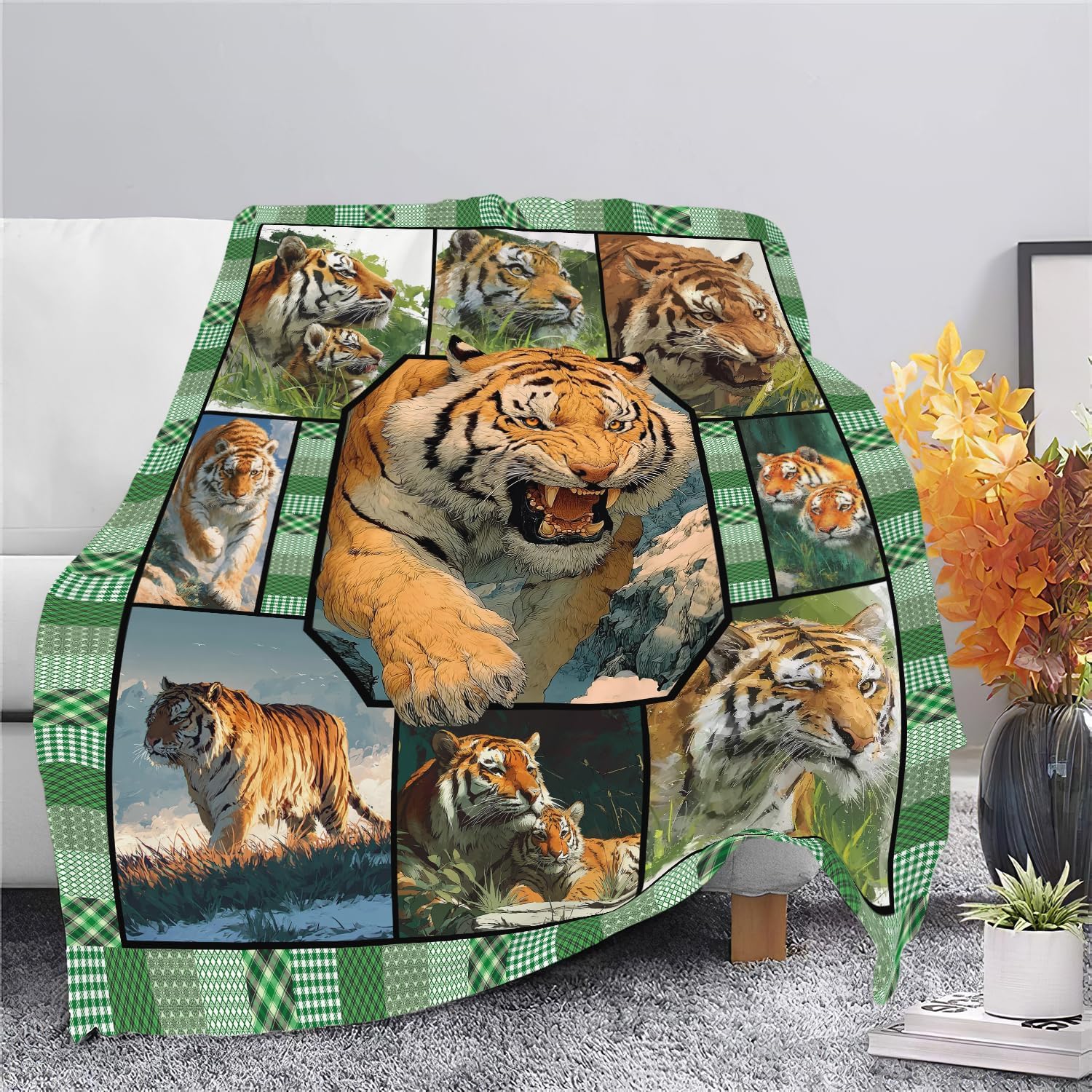 Tiger Throw Blanket Tiger Stuff Gifts for Kids Girls Boys Adults Women Men Soft Cozy Warm Plush Fluffy Fuzzy Fleece Blanket Decor 40''X50''