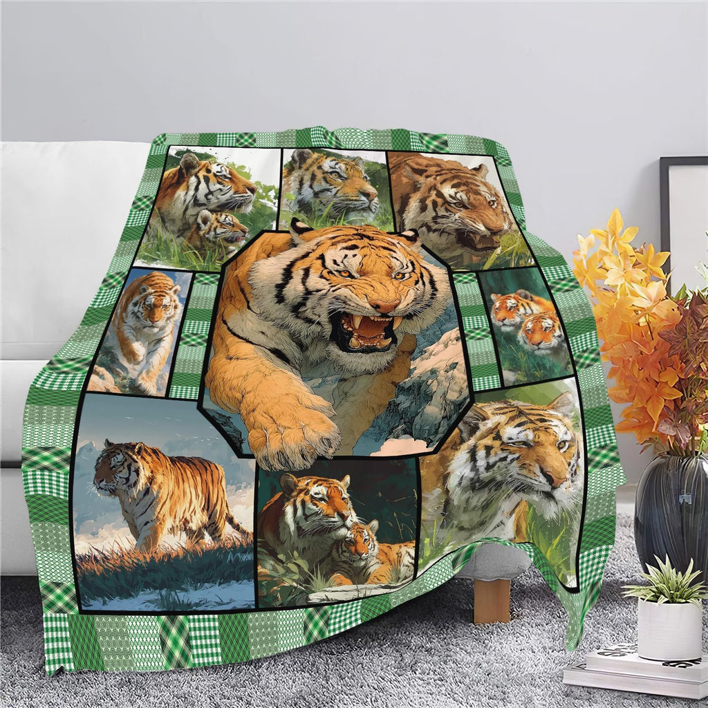 Tiger Throw Blanket Tiger Stuff Gifts for Kids Girls Boys Adults Women Men Soft Cozy Warm Plush Fluffy Fuzzy Fleece Blanket Decor 50''X60''