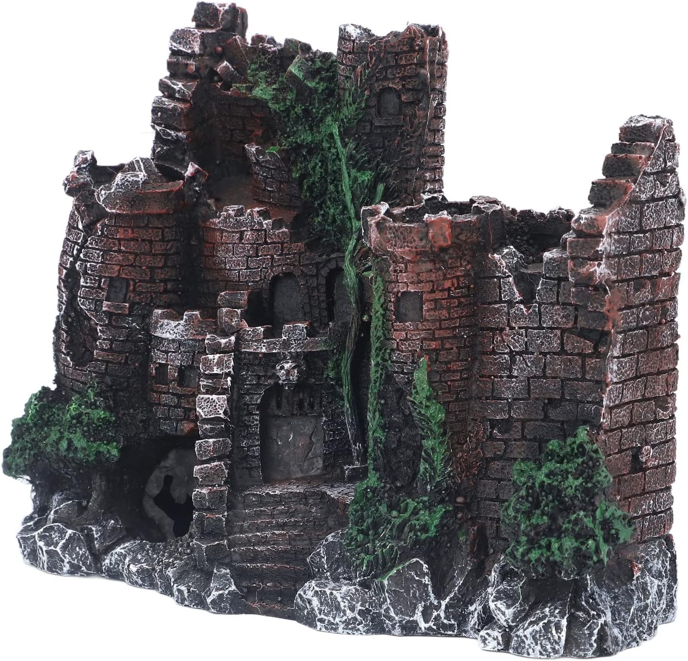 Aquarium Castle Decoration, Fish Castle Ornament, Lifelike Fish House with Hideout, for Saltwater Freshwater Aquariums, Simulation Decoration