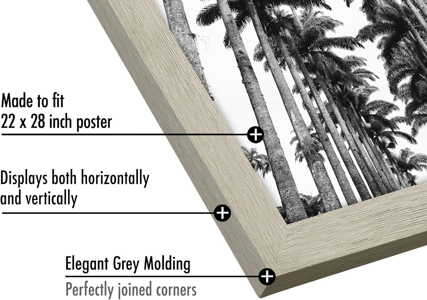 Americanflat 22x28 Poster Frame with Polished Plexiglass - Wide Picture Frames Made of Engineered Wood for Vertical or Horizontal Wall Display - Epic Collection - Grey