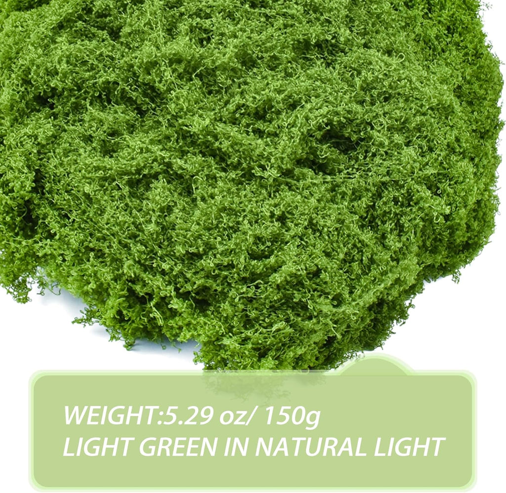 Fake Green Moss for Crafts 5.3 Oz Decorative Artificial Moss for Crafts Decorative Faux Moss Table Centerpieces Wedding Party Decor Fairy Garden Floral DIY