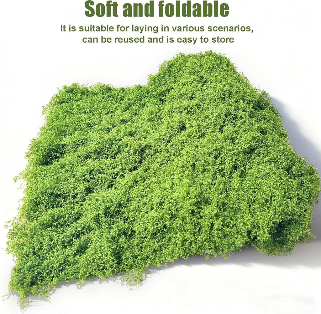 Artificial Green Moss Mat for Decoration Carpet Grass Wall, 19.68 * 39.37 inch Natural Decorative for Plants Indoor with Base Fabric, Preserved Moss Mat for Wedding, Floral DIY