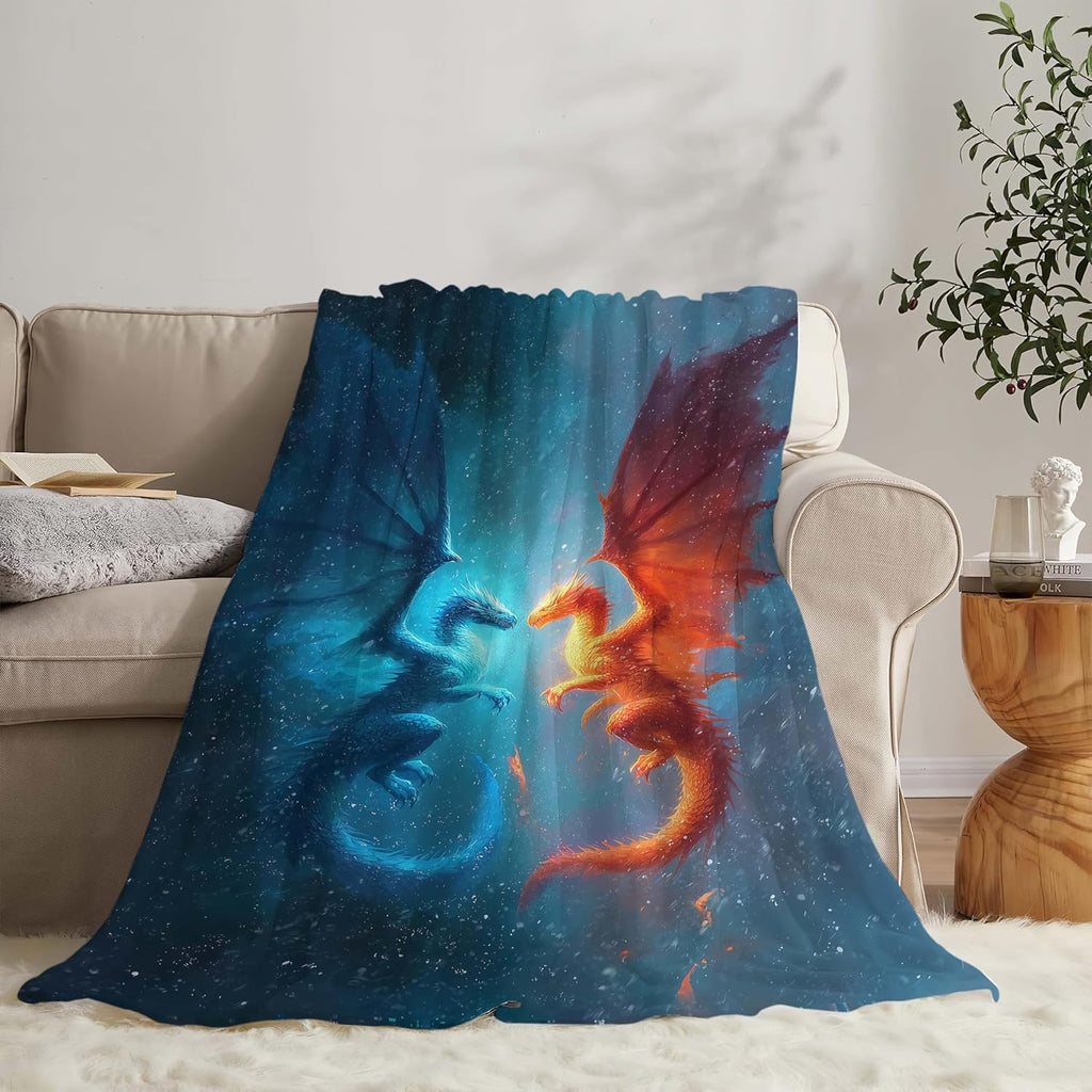 Dragon Throw Blanket Dragon Stuff Gifts for Kids Girls Boys Adults Women Men Soft Cozy Warm Plush Fluffy Fuzzy Fleece Blanket Decor 60''X80''