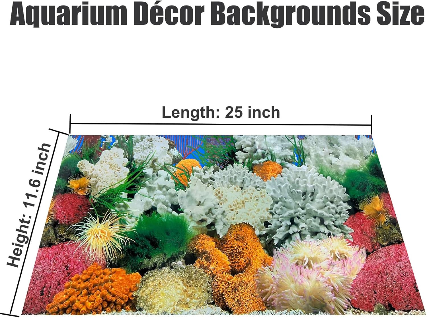 Aquatic Plant Aquarium Background Sticker Coral HD Fish Backgrounds for Aquariums Gravel Stone Fish Tank Wallpaper Decorations 2 Sided 12"x 25"